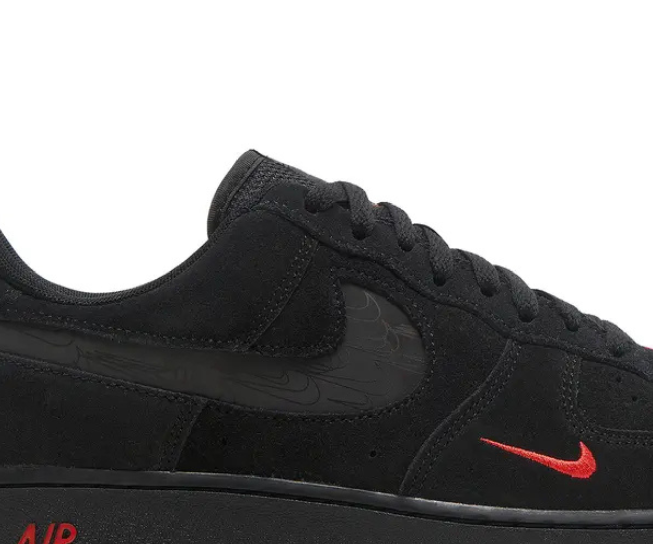 Air Force 1 Reflective Swoosh Black Crimson
