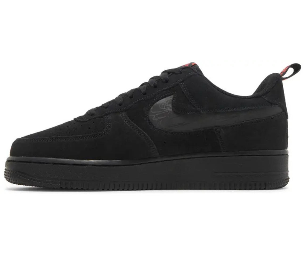 Air Force 1 Reflective Swoosh Black Crimson
